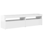 vidaXL Meubles TV 2 Pièces avec lumières LED Blanc brillant 75x35x40 cm
