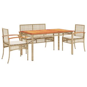 vidaXL Ensemble à manger de jardin avec coussins 5Pièces Beige poly rotin