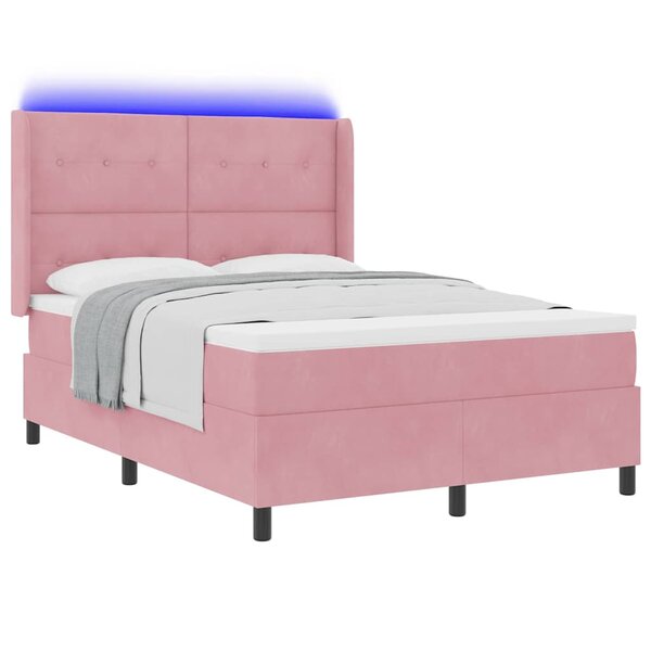 vidaXL Lit à ressorts avec tête de lit Rose 140 x 190 cm Velours