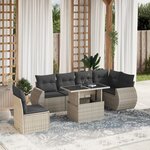 vidaXL Salon de jardin avec coussins 7 Pièces gris clair résine tressée