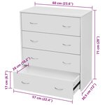 vidaXL Buffet avec 4 tiroirs 60x30 5x71 cm Blanc