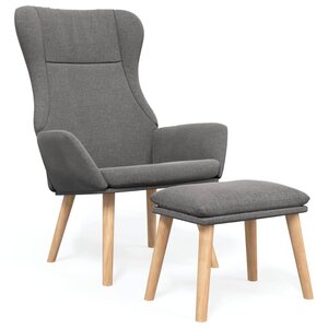 vidaXL Chaise de relaxation avec repose-pied Gris clair Tissu