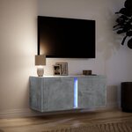 vidaXL Meuble TV mural avec lumières LED gris béton 80x31x35 cm