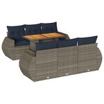 vidaXL Salon de jardin avec coussins 7 Pièces gris résine tressée