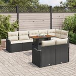 Ensemble complet de 9 pièces avec coussins rattan poly noir