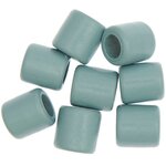 8 Perles cylindriques - bois turquoise - 17 mm