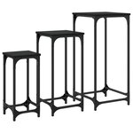 vidaXL Tables d’appoint gigognes 3 Pièces noir bois d'ingénierie