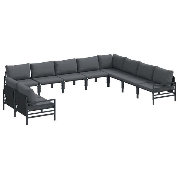vidaXL Ensemble de canapé de jardin 10 Pièces Anthracite Acier