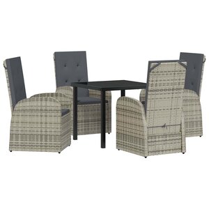vidaXL Ensemble de salle à manger pour jardin 5 Pièces Gris polyrotin