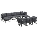 vidaXL Ensemble de canapé de jardin avec coussin 11 Pièces Noir Aluminium