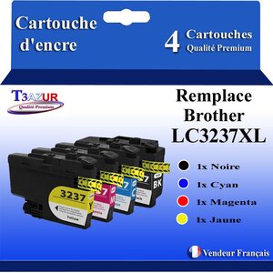 T3AZUR Lot de 4 Cartouches compatibles avec Brother LC3237 XL pour Brother HL-J6000DW HL-J6100DW
