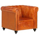 vidaXL Fauteuil Chesterfield Brun roux Cuir véritable