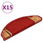 vidaXL Tapis d'escalier autocollants 15 Pièces Rouge 65x21x4 cm