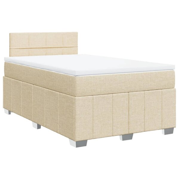 vidaXL Sommier à lattes de lit avec matelas crème 120x190 cm tissu