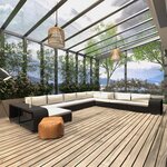 vidaXL Salon de jardin 11 Pièces avec coussins résine tressée noir