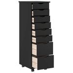 vidaXL Armoire roulante avec tiroirs MOSS noir bois de pin solide