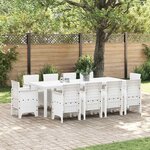 vidaXL Ensemble de salle à manger pour jardin 11 Pièces Blanc Rattan Polt