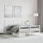 vidaXL Cadre de lit métal sans matelas et pied de lit blanc 140x190 cm