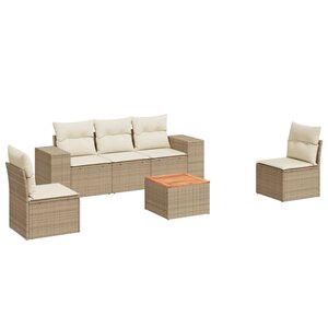 vidaXL Salon de jardin avec coussins 6 Pièces beige résine tressée