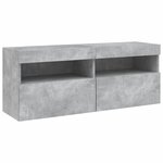 vidaXL Ensemble de meubles TV muraux 7Pièces et lumières LED gris béton