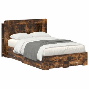 vidaXL Cadre de lit avec rangement Chêne fumé 120 x 190 cm