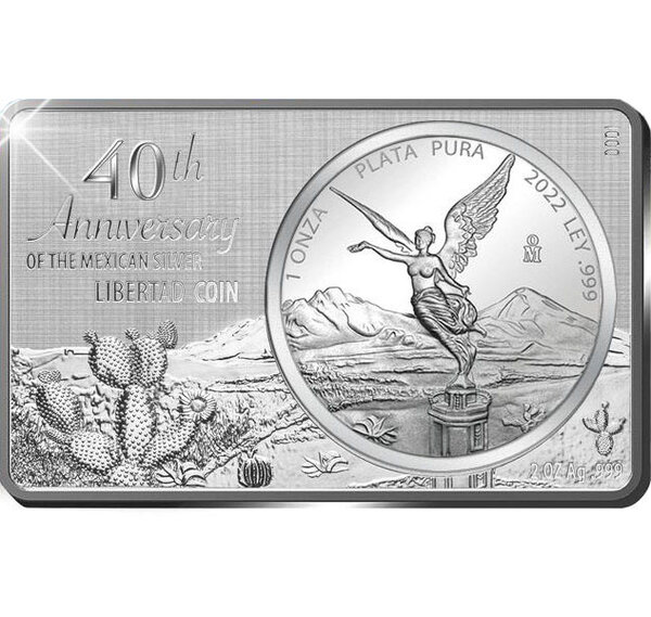 Pièce de monnaie en argent g 93.3 (3 oz) millésime 2022 bullion bar libertad