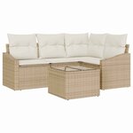 vidaXL Ensemble de Canapés avec coussin 5 Pièces Beige polyrotin