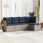 vidaXL Salon de jardin 5 Pièces avec coussins gris résine tressée