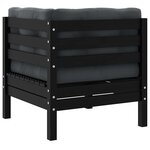 vidaXL Canapé d'angle de jardin avec coussins Noir Bois de pin massif