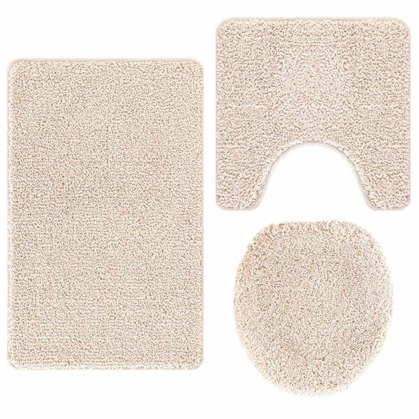 vidaXL Ensemble de tapis de bain antidérapants 3 Pièces Crème PP