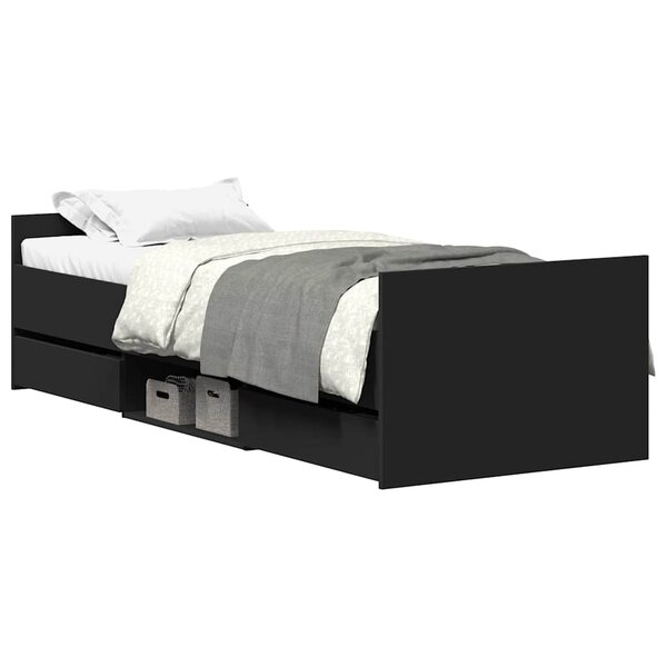 vidaXL Cadre de lit sans matelas noir 100x200 cm