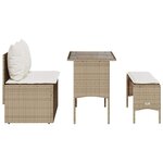 vidaXL Ensemble à manger de jardin et coussins 3 Pièces Beige poly rotin