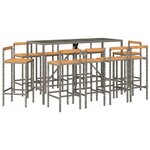 vidaXL Ensemble de bar jardin 11Pièces gris poly rotin/bois massif acacia