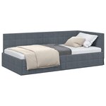 vidaXL Cadre de lit d'angle Gris foncé 90 cm x 190 cm Velours