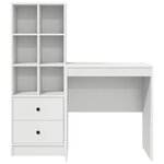 vidaXL Bureau avec tiroir avec étagère avec stockage 2 Pièces Blanc