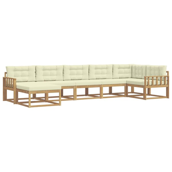 vidaXL Ensemble de canapés d'extérieur 7 Pièces Blanc et crème
