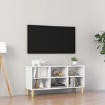 vidaXL Meuble TV avec pieds en bois massif Blanc 103 5x30x50 cm