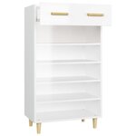 vidaXL Armoire à chaussure Blanc brillant 60x35x105 cm Bois ingénierie