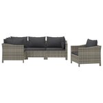 Salon de jardin meuble d'extérieur ensemble de mobilier 5 pièces avec coussins gris résine tressée 02_0016410