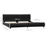 vidaXL Cadre de lit noir similicuir 180x200 cm