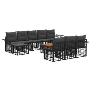 vidaXL Ensemble de canapés d'extérieur 11 pc Noir et Gris foncé