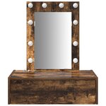 vidaXL Table de maquillage murale avec lumières LED en chêne fumé
