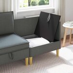 vidaXL Canapé d'angle avec rangement Gris foncé Tissu