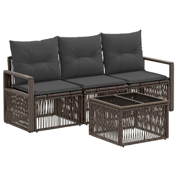vidaXL Ensemble de canapé de jardin 4 pc Gris polyrotin