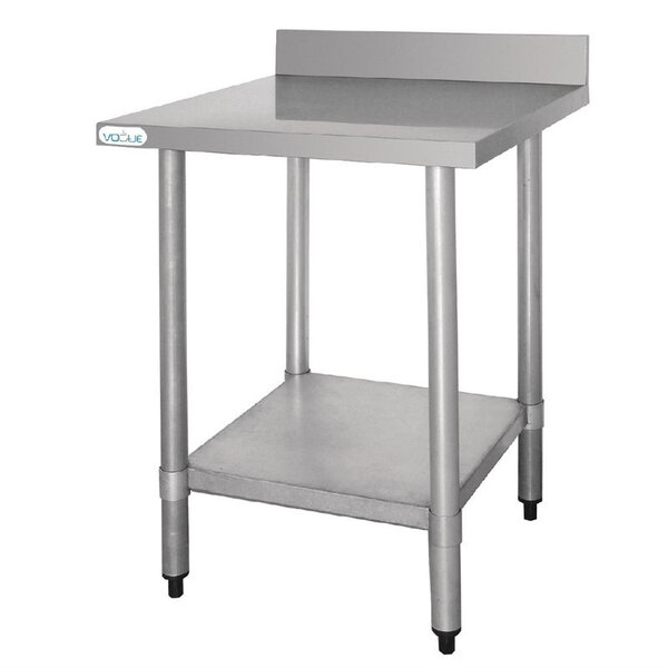 Table inox avec dosseret - gamme 600 - vogue -  - inox1500x600 600x600x600mm
