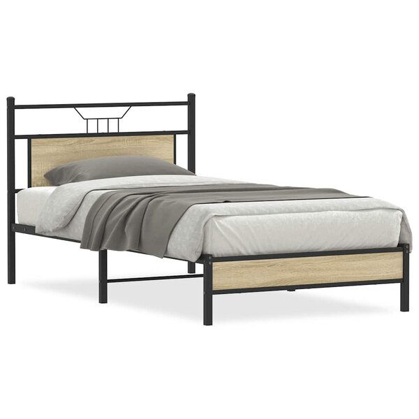 vidaXL Cadre de lit sans matelas chêne sonoma 107x203 cm