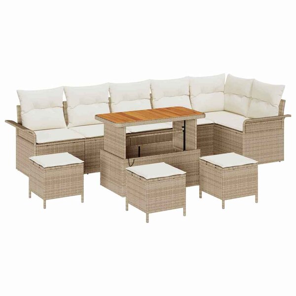 vidaXL Ensemble de canapé de jardin 10 Pièces Beige polyrotin