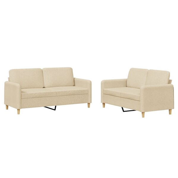 vidaXL Ensemble de canapés 2 Pièces avec coussins Crème Tissu