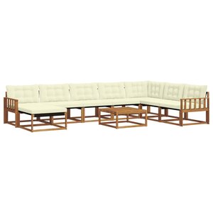 vidaXL Ensemble de canapés d'extérieur 9 Pièces Naturel et Crème