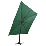 vidaXL Parasol déporté avec mât et lumières LED Vert 300 cm